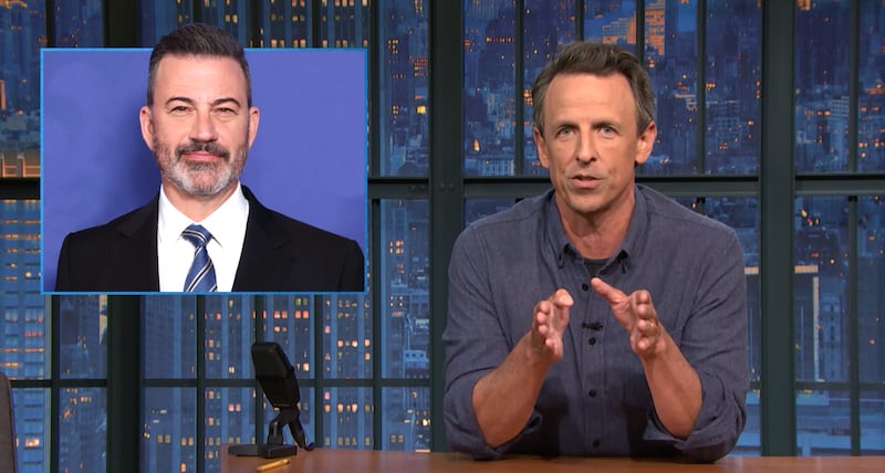 Late Night with Seth Meyers, Seth Meyers talks Jimmy Kimmel's show being pulled by ABC.