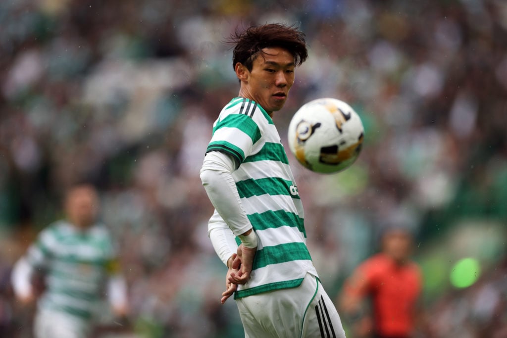 Hayato Inamura of Celtic controls the ball during the pre-season friendly match between Celtic and Newcastle United at Celtic Park