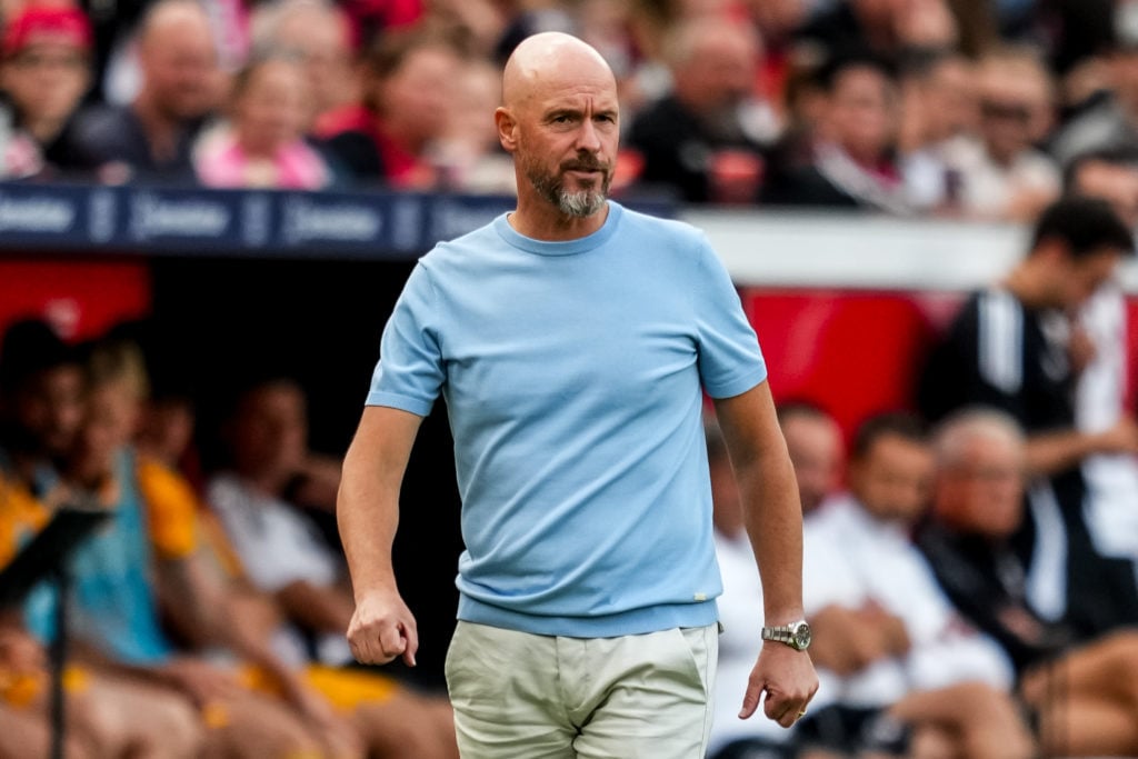 Bayer 04 Leverkusen head coach Erik ten Hag looks on during the pre-season friendly match between Bayer 04 Leverkusen and Pisa SC at BayArena