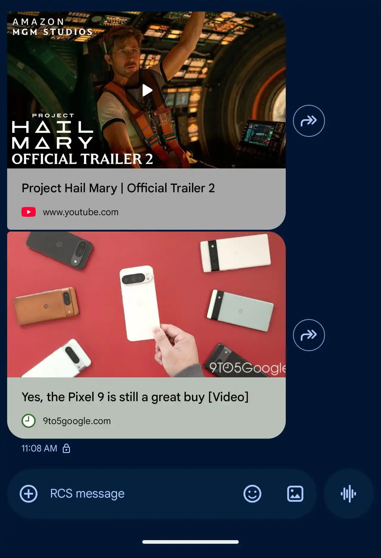google messages link youtube video previews new design comparison