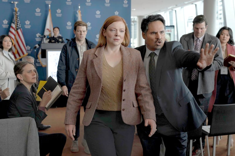 All Her Fault: Sarah Snook and Michael Peña. Photograph: Sarah Enticknap/Peacock