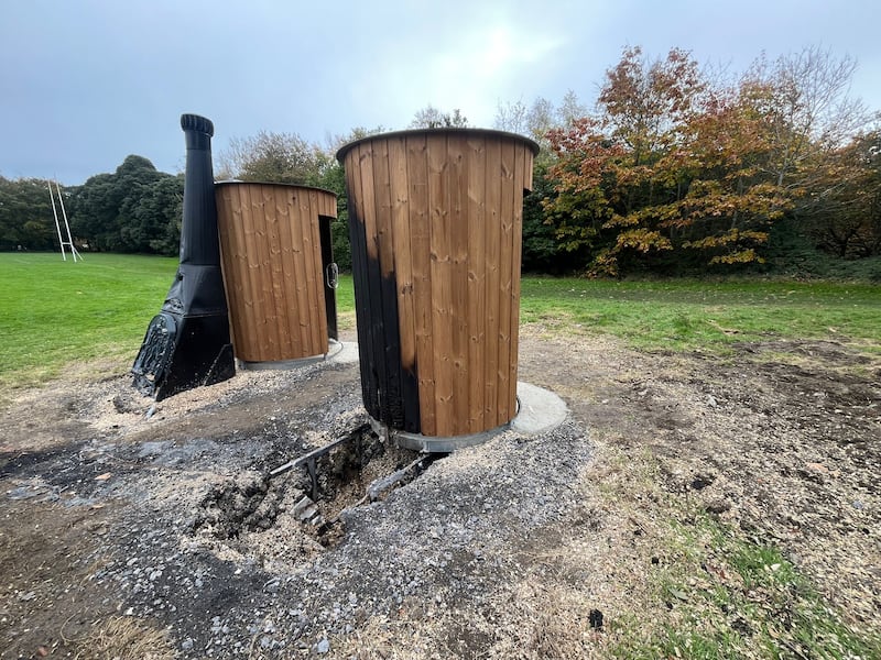 The vandalised and burned toilet facilities in St Annes Park, Clontarf. Photograph: Paul Scott