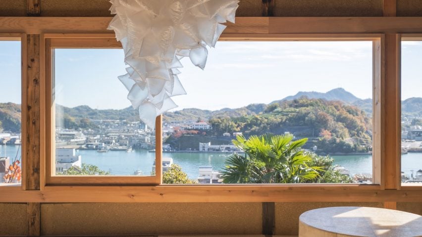 Photo of room with a large window overlooking Onomichi, Japan