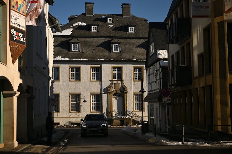 The historic Haus Sauvigny, the childhood home of the Leader of Germany's Christian Democratic Union (CDU) Friedrich Merz is seen in Brilon, western Germany, in January of this year. Photograph: Ina Fassbender/AFP/Getty Images)
