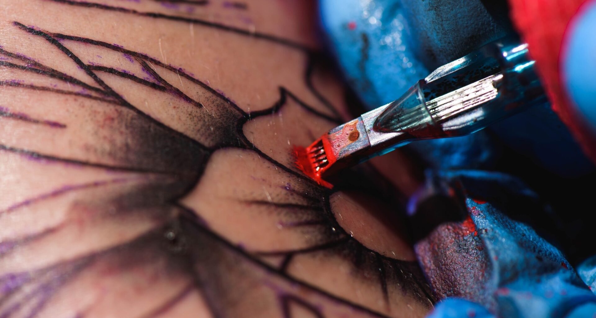 Process of making tattoo close-up