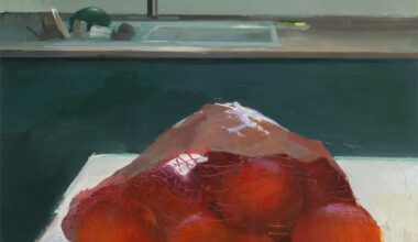 a painting of oranges on a counter by Jeremy Miranda