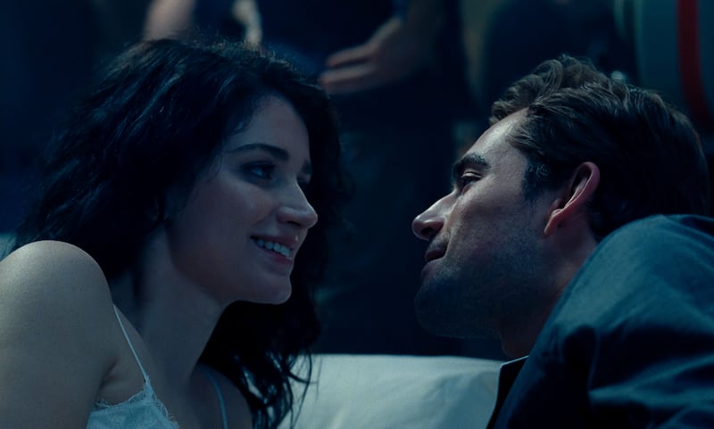 Jay Kelly: Eve Hewson with Charlie Rowe, as young Jay. Photograph: Netflix