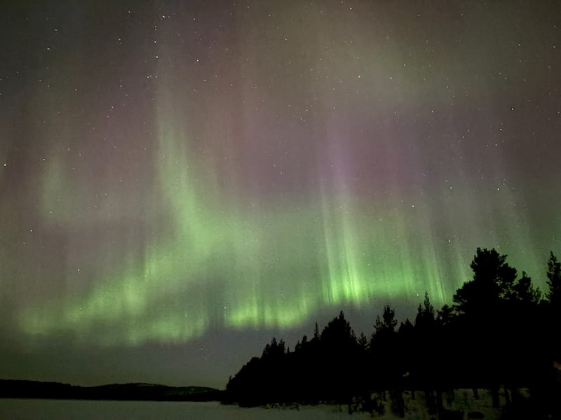 Aurora borealis over Menesjärvi, Finland