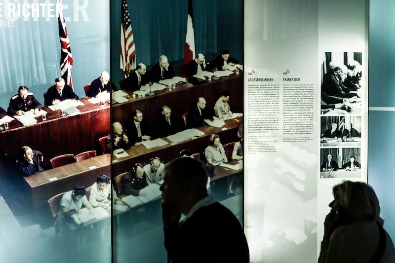 Visitors observe an exhibition in Nuremberg, Germany. Photograph: Filip Singer/EPA