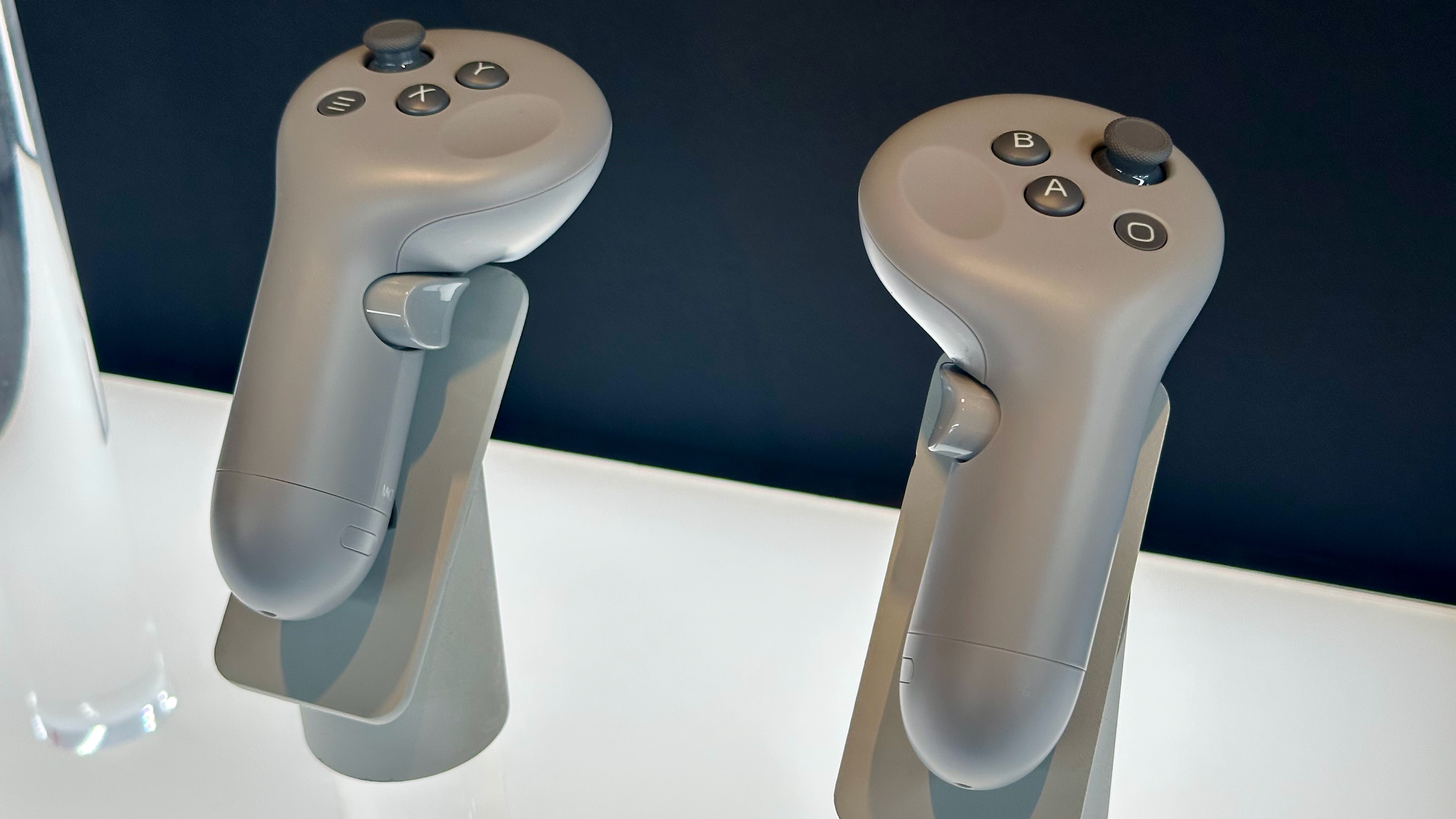A photo of the Samsung Galaxy XR headset's controllers.