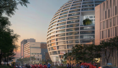 spherical and monumental 'grand ballroom' by MVRDV to land in tirana