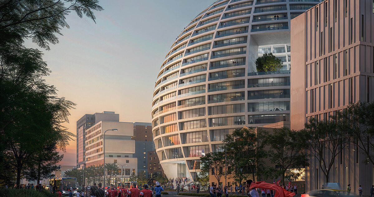 spherical and monumental 'grand ballroom' by MVRDV to land in tirana