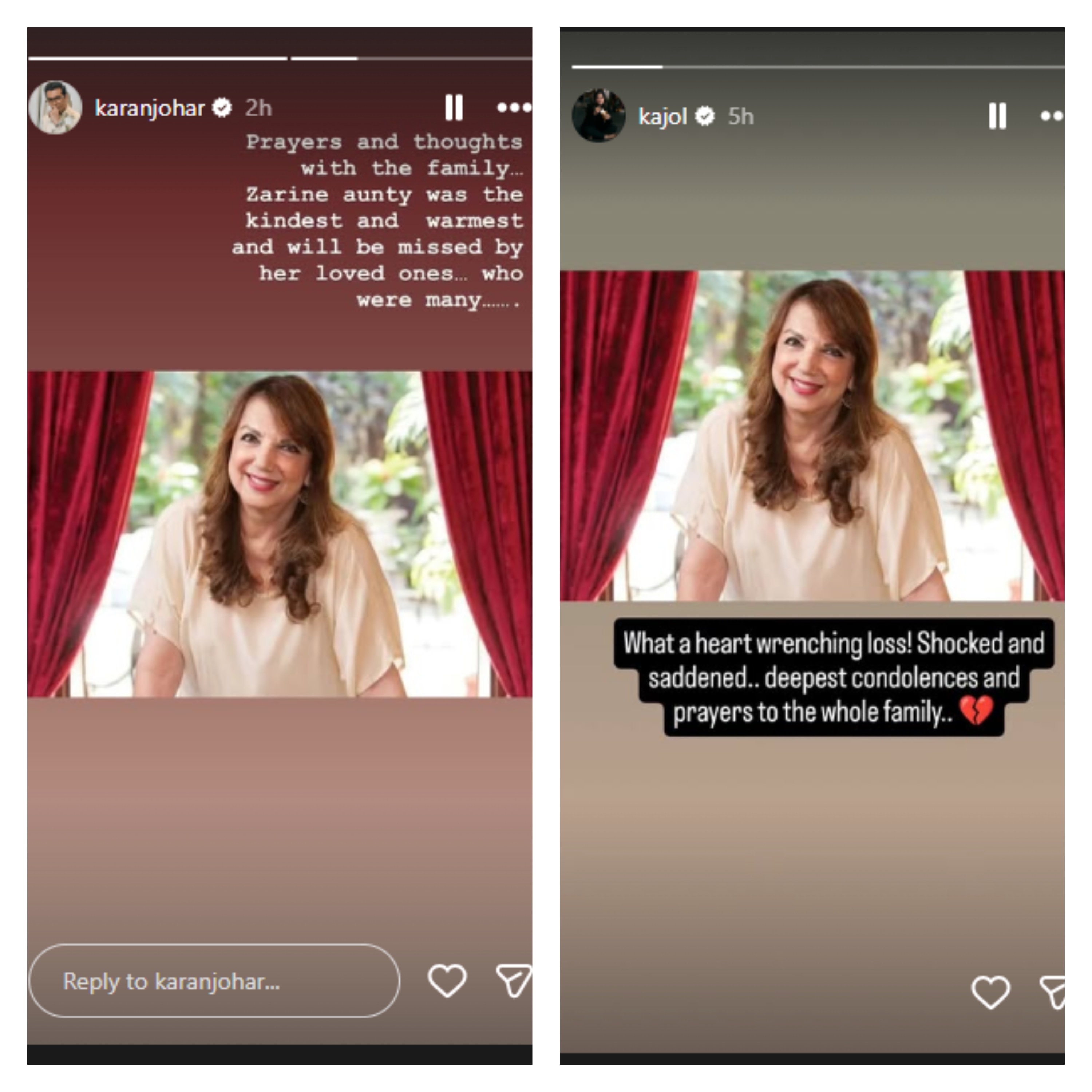 Karan Johar and Kajol via Instagram Stories.