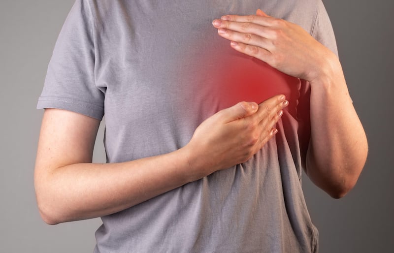 This is a generic cropped photo of a woman, who is wearing a grey T-shirt, checking her breast for lumps. See PA Feature HEALTH Cancersigns. WARNING: This picture must only be used to accompany PA Feature HEALTH Cancersigns. PA Photo. Photo credit should read: Alamy/ PA

NOTE TO EDITORS: This picture must only be used to accompany PA Feature HEALTH Cancersigns