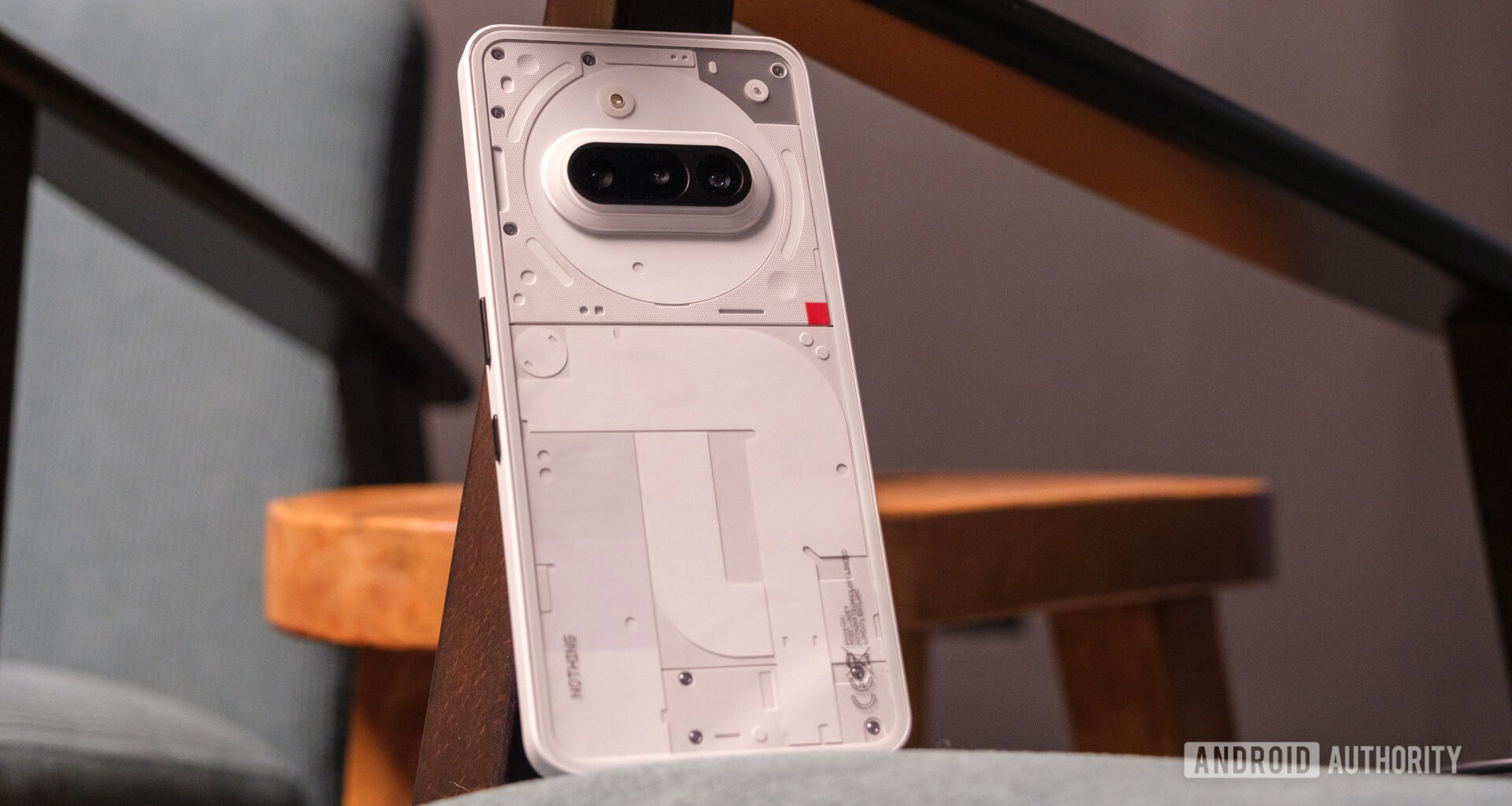 Nothing Phone 3a angled on chair