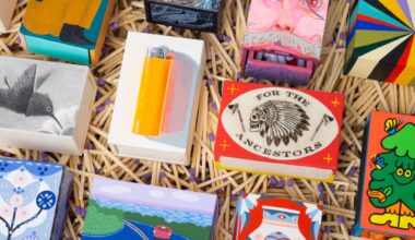 a collection of artist matchboxes