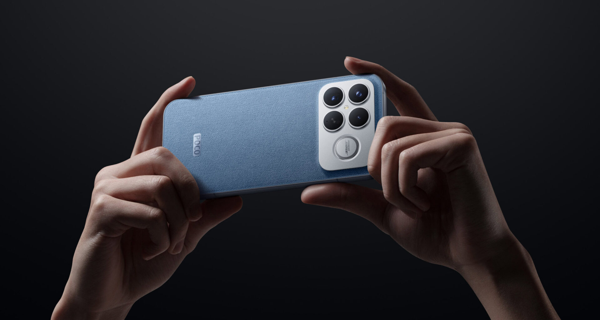 POCO F8 Ultra blue denim variant in hand official