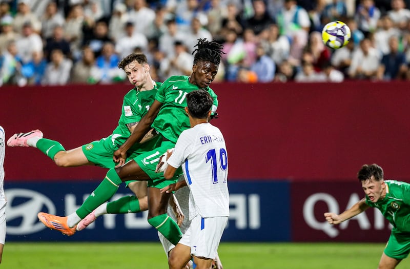Ireland’s Jaden Umeh shot on goal. Photograph: Inpho