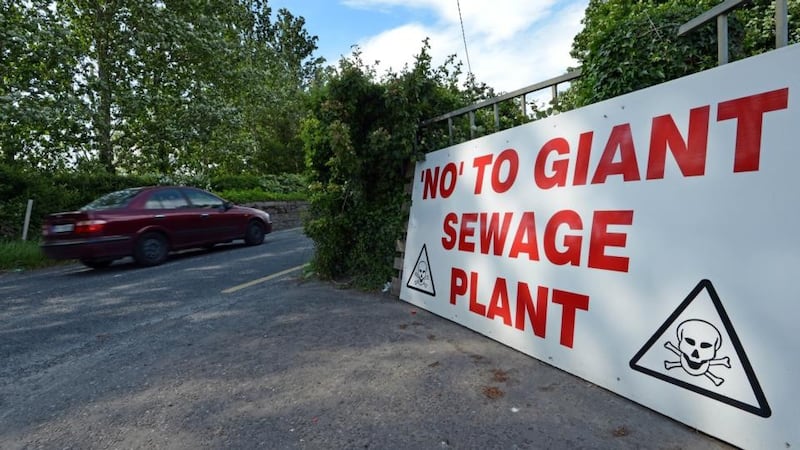 A sign erected near the site for the proposed new sewage treatment plant, to be built at Clonshaugh, north Dublin. Photograph: Eric Luke 