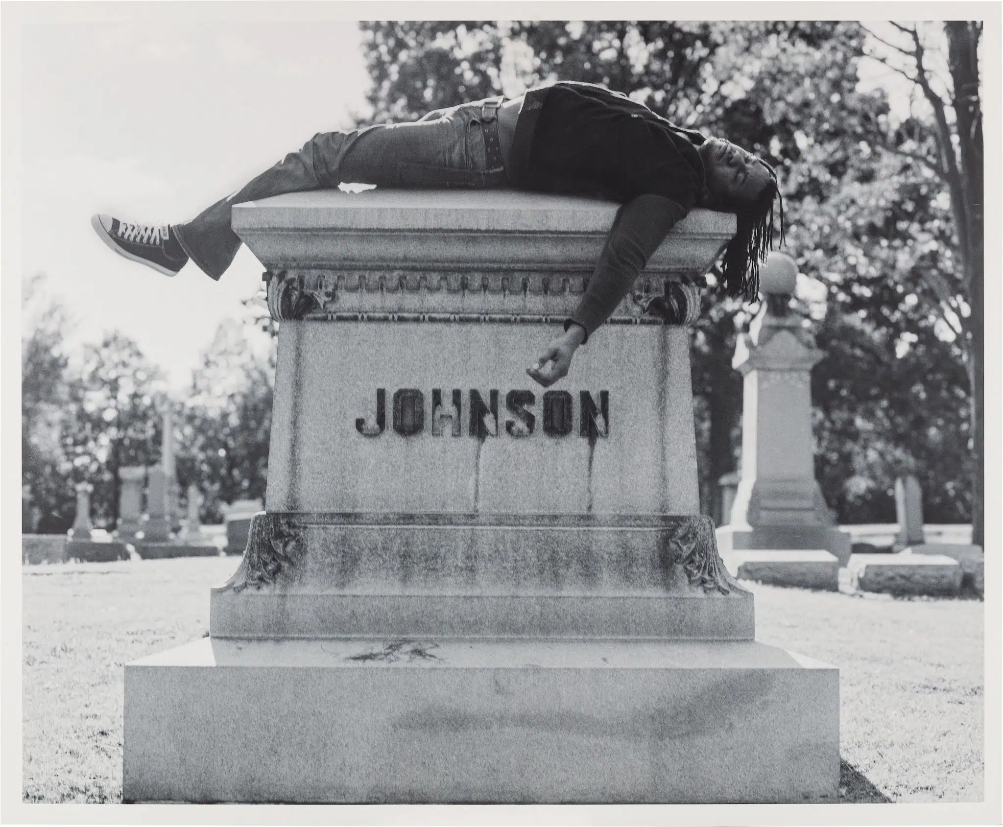 "Self Portrait laying on Jack Johnson's Grave," 2006. (Collection of Dr. Daniel S. Berger)