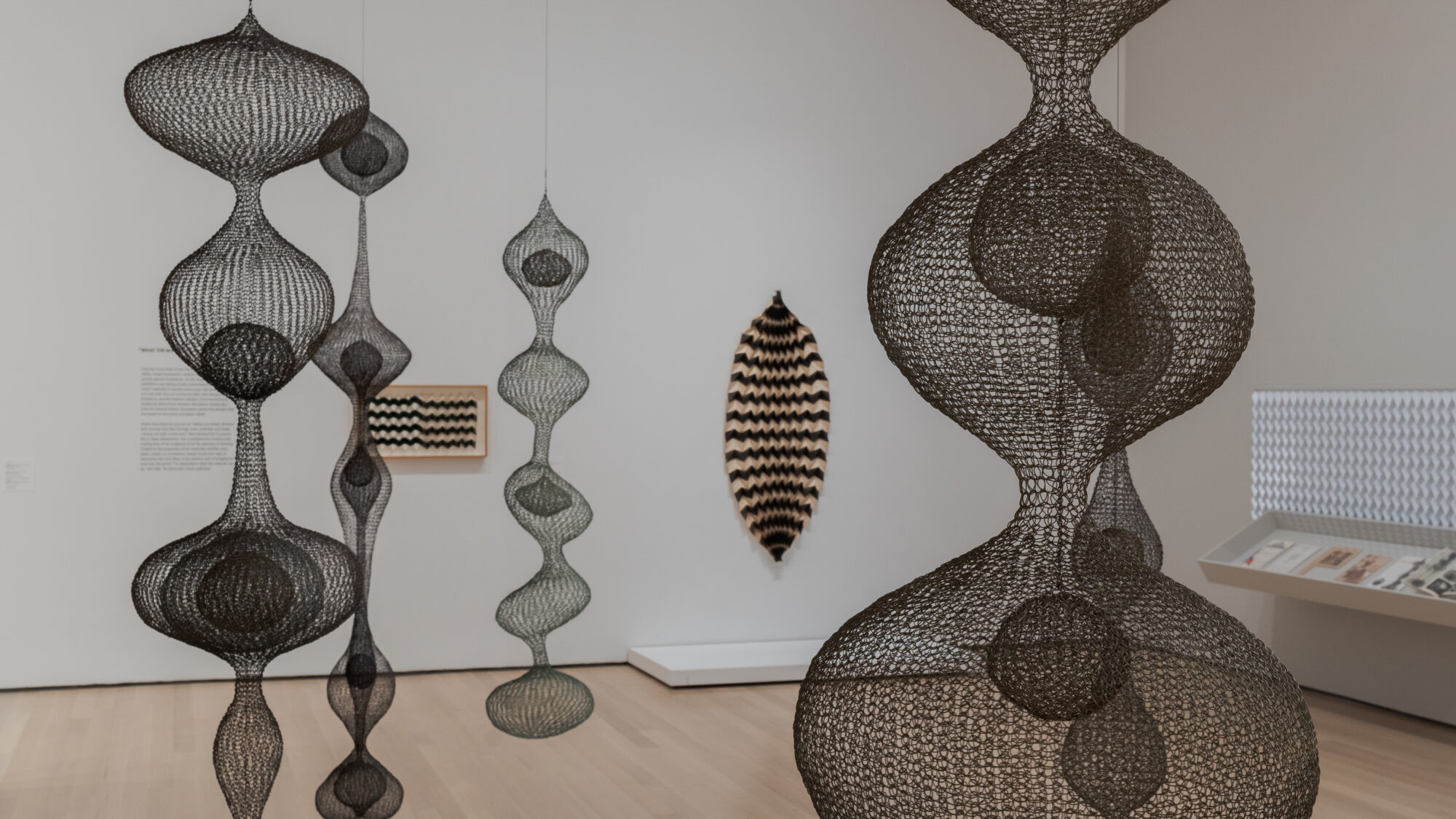 Installation view of “Ruth Asawa: A Retrospective” on view at the Museum of Modern Art.
