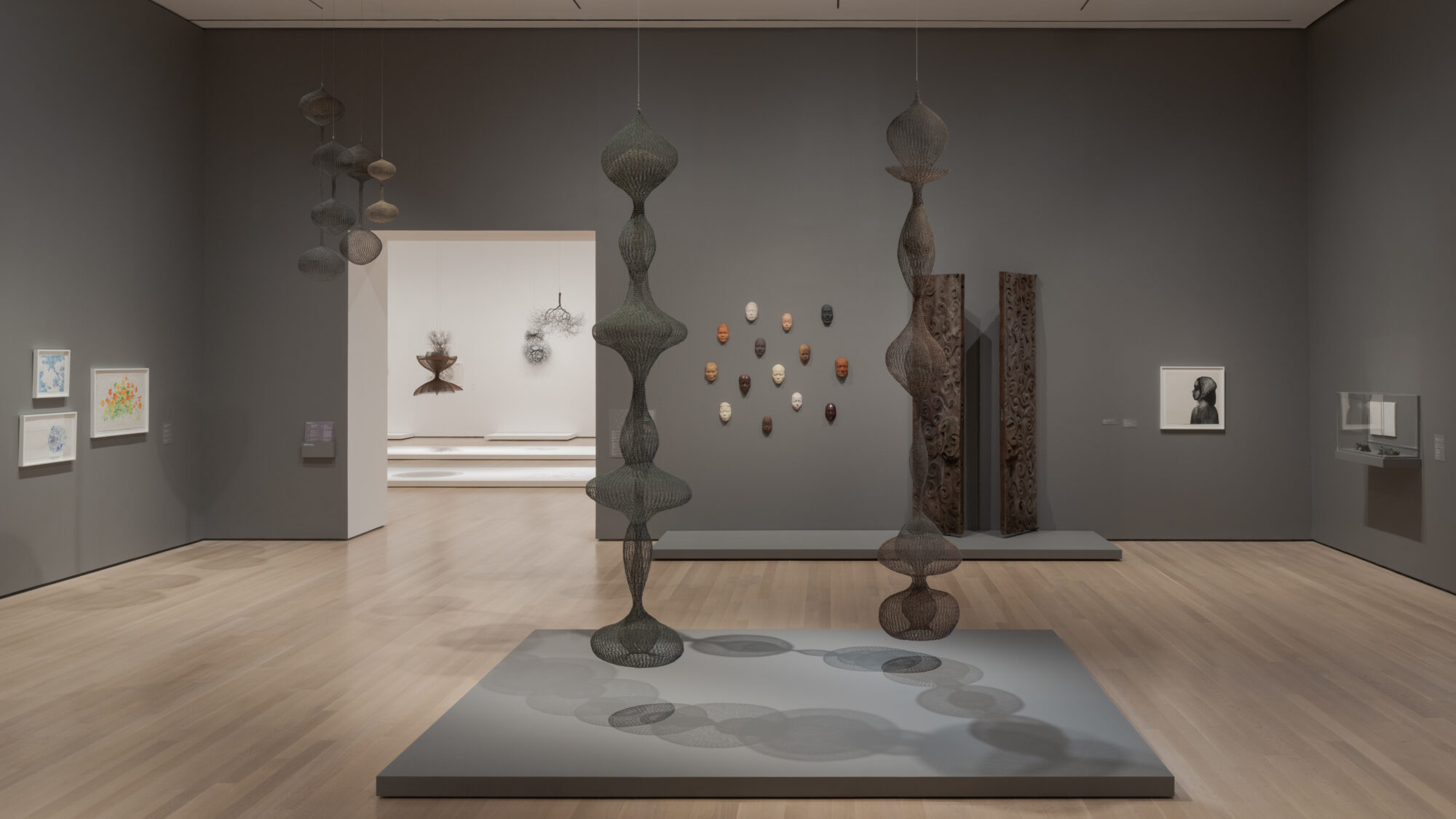 Installation view of “Ruth Asawa: A Retrospective” on view at the Museum of Modern Art.