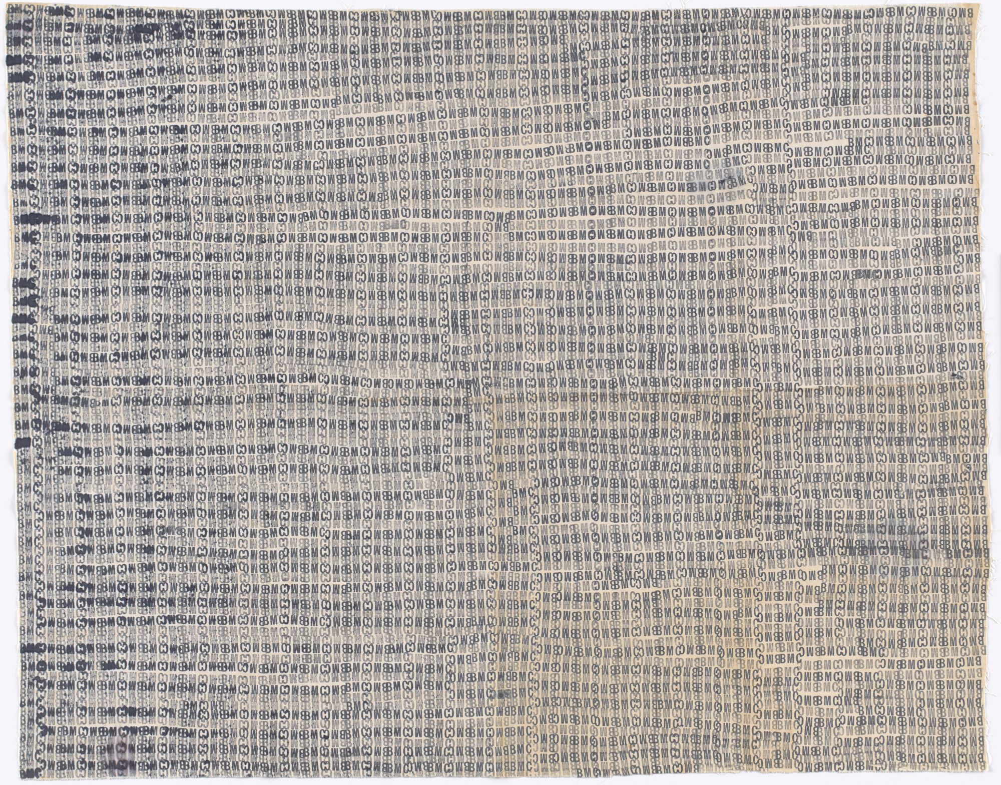 “Untitled,” c. 1948–49. Stamped ink on fabric sheeting. The Museum of Modern Art, New York, Acquired through the generosity of Joshua and Filipa Fink, 2018.