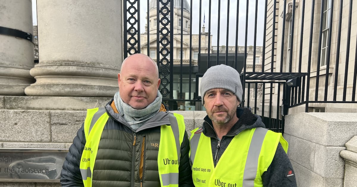 Taxi drivers take protest against Uber’s proposed fixed fares to Leinster House – The Irish Times
