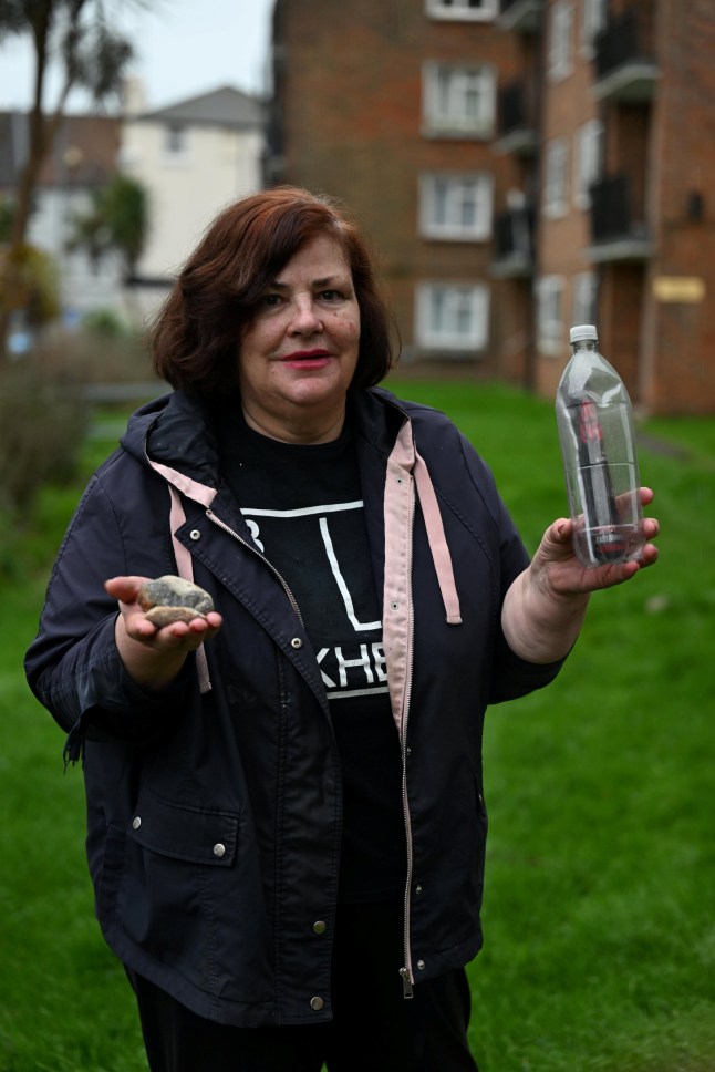 A woman was left shocked after her 'message in a bottle' was sent back with an angry letter - telling her to stop littering. // Lorraine Forbes, 58, has long been sending plastic bottles with letters inside them out to sea with hopes of sparking a romantic connection with a stranger. Her messages have received responses from as far as Holland and France over the years - but she says that they have mostly washed back up on the shores of nearby beaches. However, Lorraine, from Eastbourne, East Sussex, recently received a ?nasty? shock when one of her letters on the back of a John Lydon gig flyer came back with an angry note from a litter picker. Photo released 14/11/2025