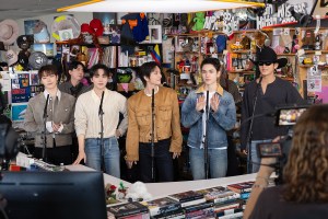 SEVENTEEN perform at NPR's Tiny Desk on November 24, 2025.