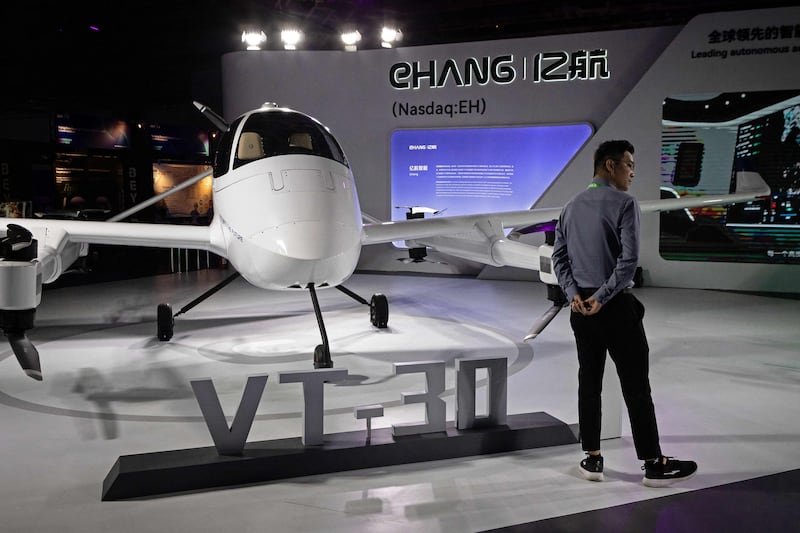 A VT-30  autonomous aircraft at the Beyond Expo 2023 technology exhibition in Macau in  2023. Photograph: by Eduardo Leal/AFP via Getty Images