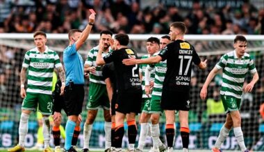 FAI Cup final: 10-man Cork City standing firm as Shamrock Rovers seek first double in 38 years