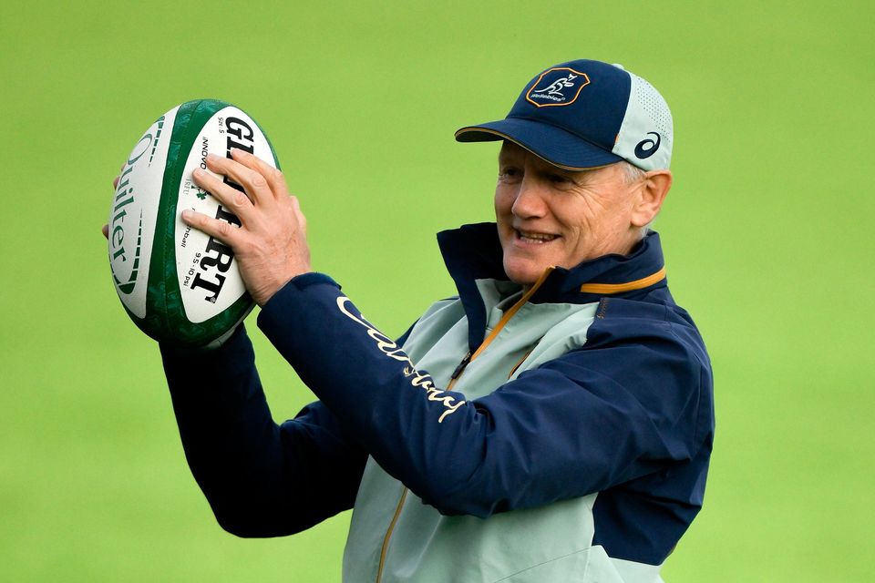 Head coach Joe Schmidt during an Australia training session at Blackrock College. Photo: Brendan Moran/Sportsfile
