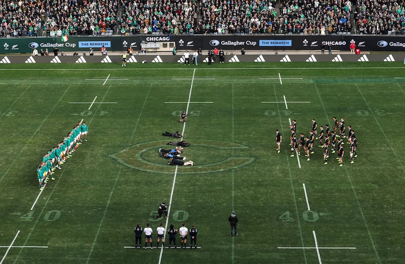 How the Soldier Field pitch looked without the superimposed ads. Photograph: Gary Carr/Inpho                   