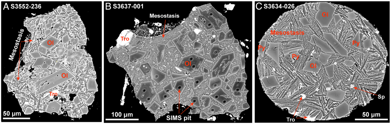 Relics of the impactor identified in the Chang'e-6 lunar regolith. Credit: Prof. Xu,Y., et al. (2025)