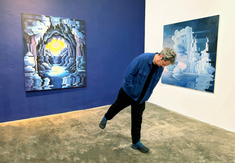 Artist Alexis Mata posing at Maia Contemporary Gallery