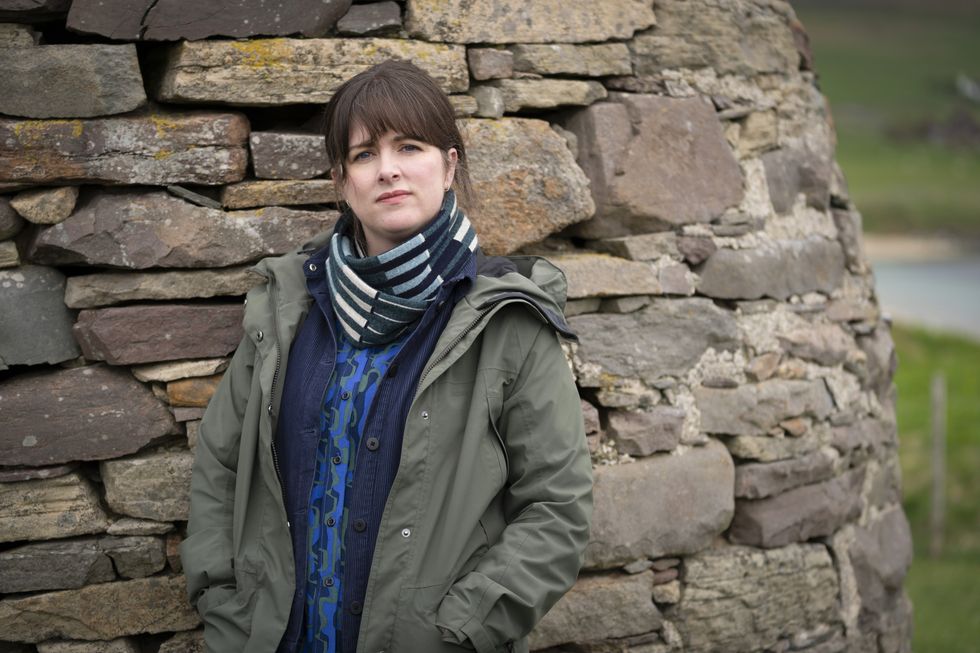 Alison O'Donnell as Tosh on the set of Shetland