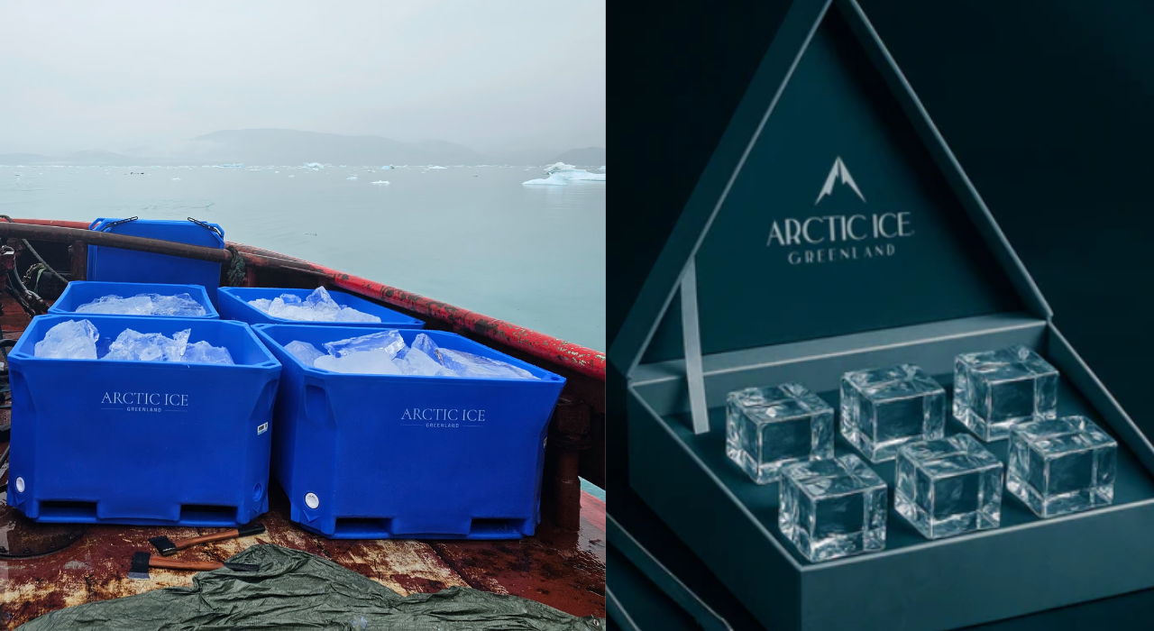 Arctic Ice harvests ancient glacier fragments from Greenland’s fjords, tests them, and ships purified chunks to Dubai for luxury use/ Image: Arctic Ice Arctic Ice Dubai