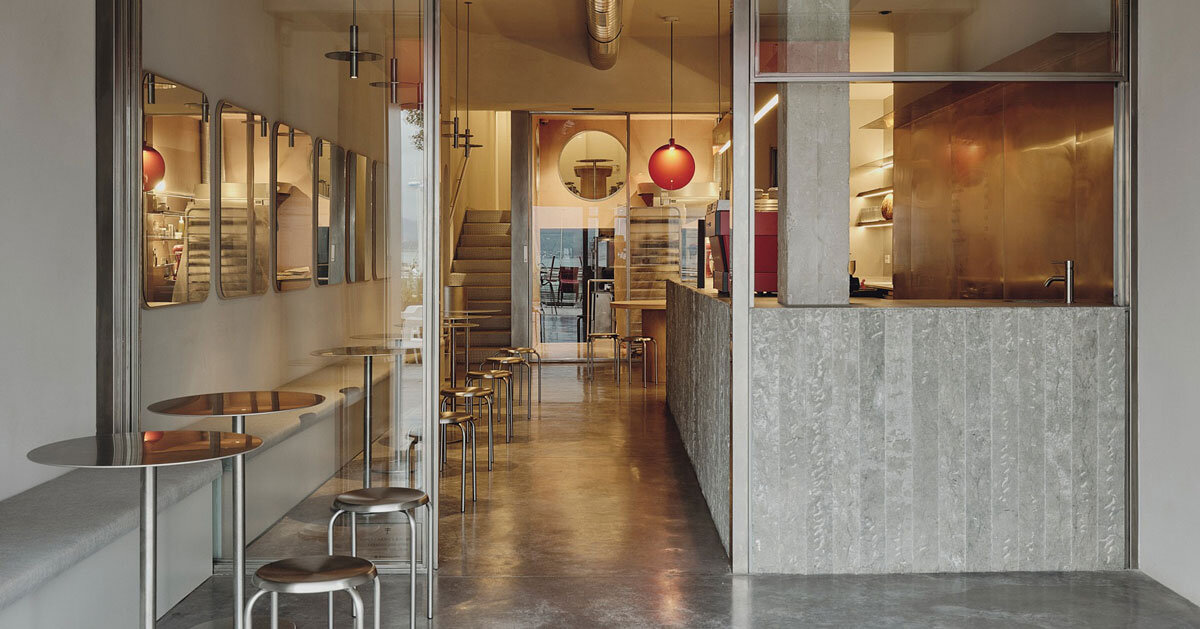 café's curved interiors by zooco estudio reflect art deco siboney building in spain