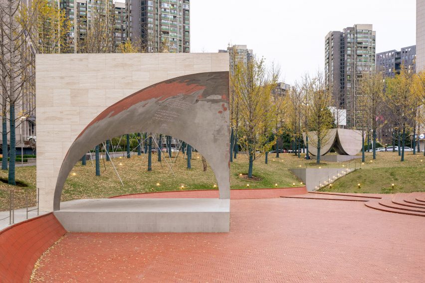 Stage at a park pavilion by Atelier Xi