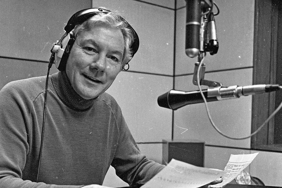 Gay Byrne working on his radio show in 1988.