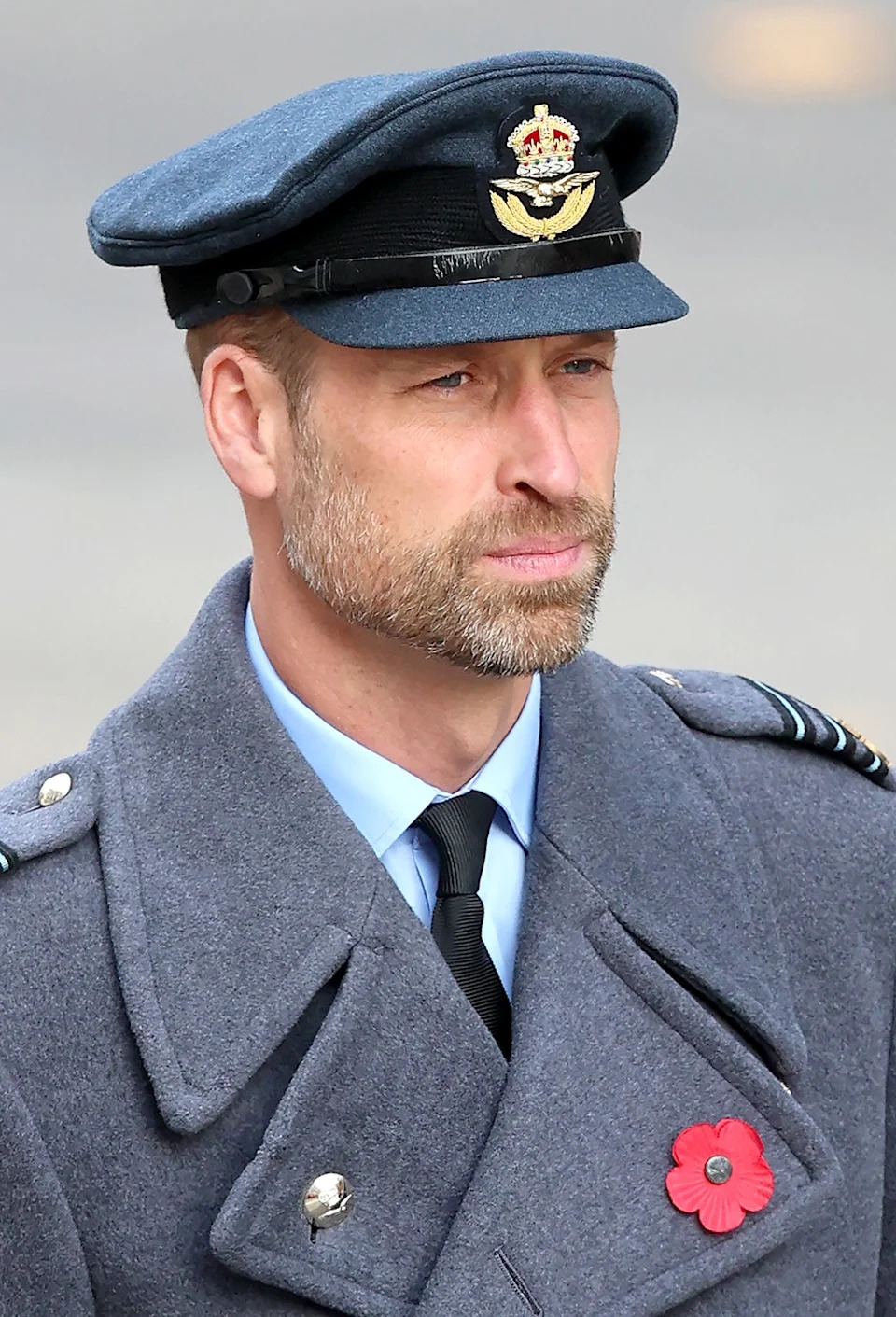 A close-up of Prince William in his uniform.