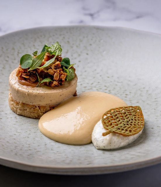 Chef David Harte’s winning dessert of dish Sissy red apples, skyr, honey, oats