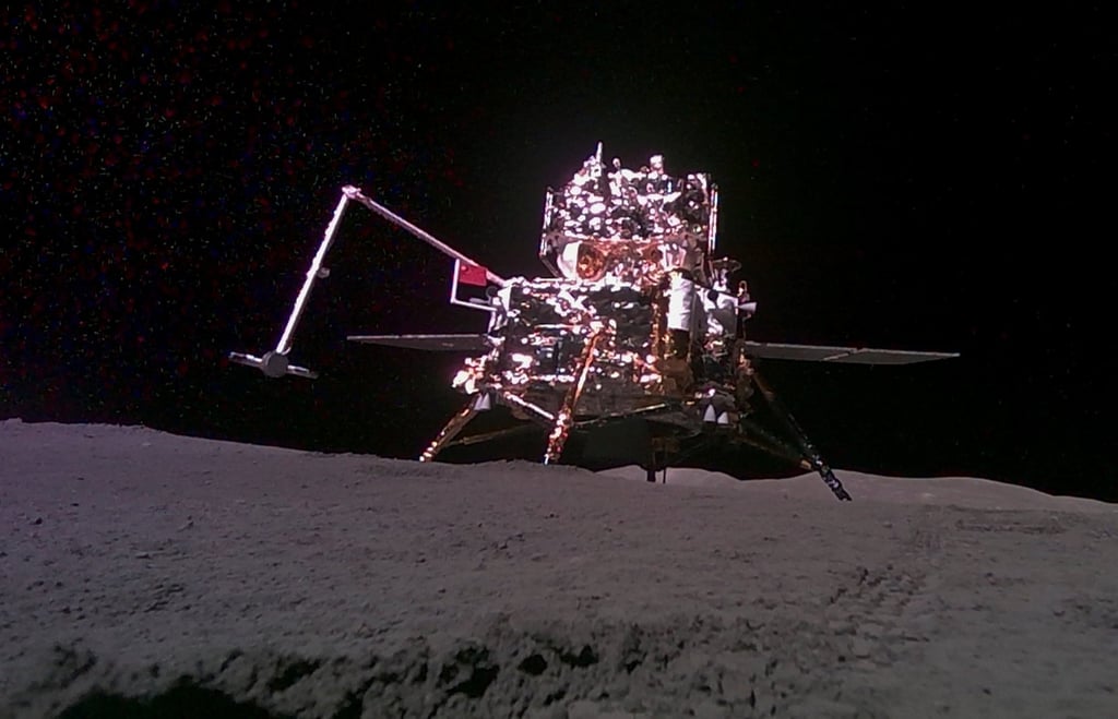 China’s Chang’e-6 lander touches down on the far side of the moon in June of last year. Photo: China National Space Administration/Xinhua via AP