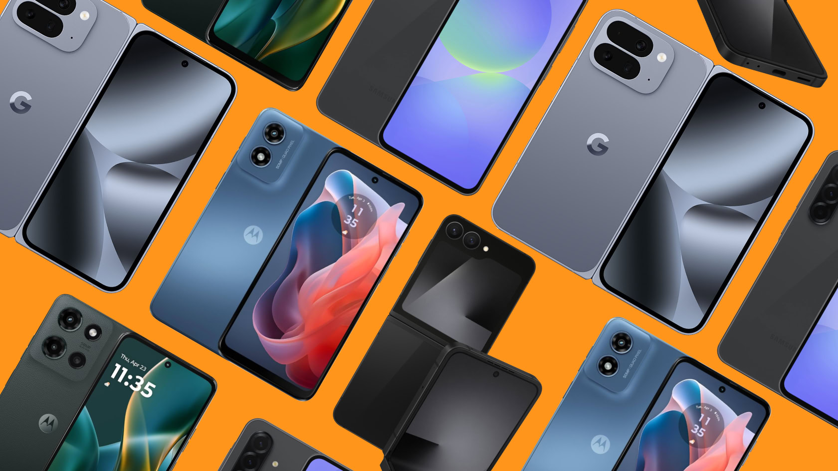 black friday 2025 android phones dont buy hero Photo showing renders of various Android phones from Samsung, Motorola, and Google.