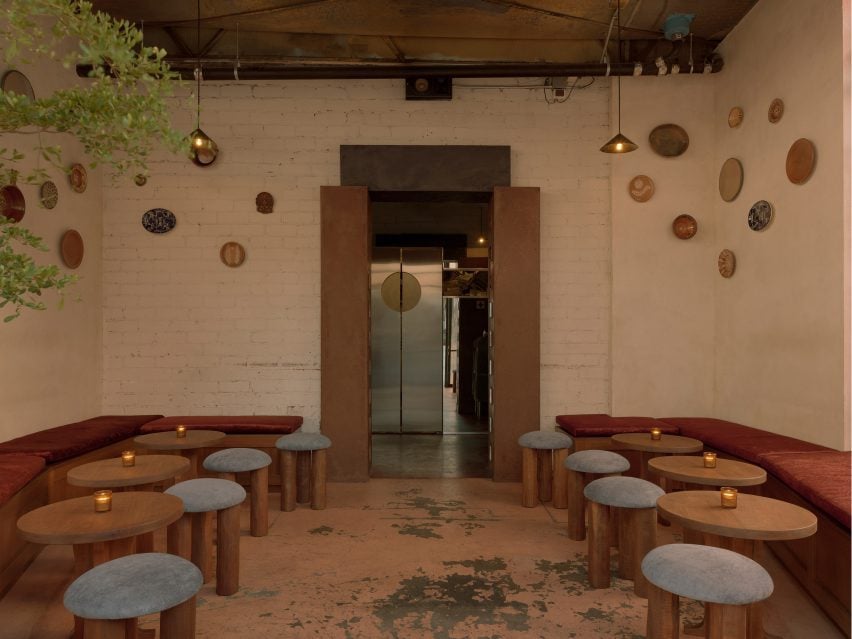 Restaurant entry foyer filled with casual seating