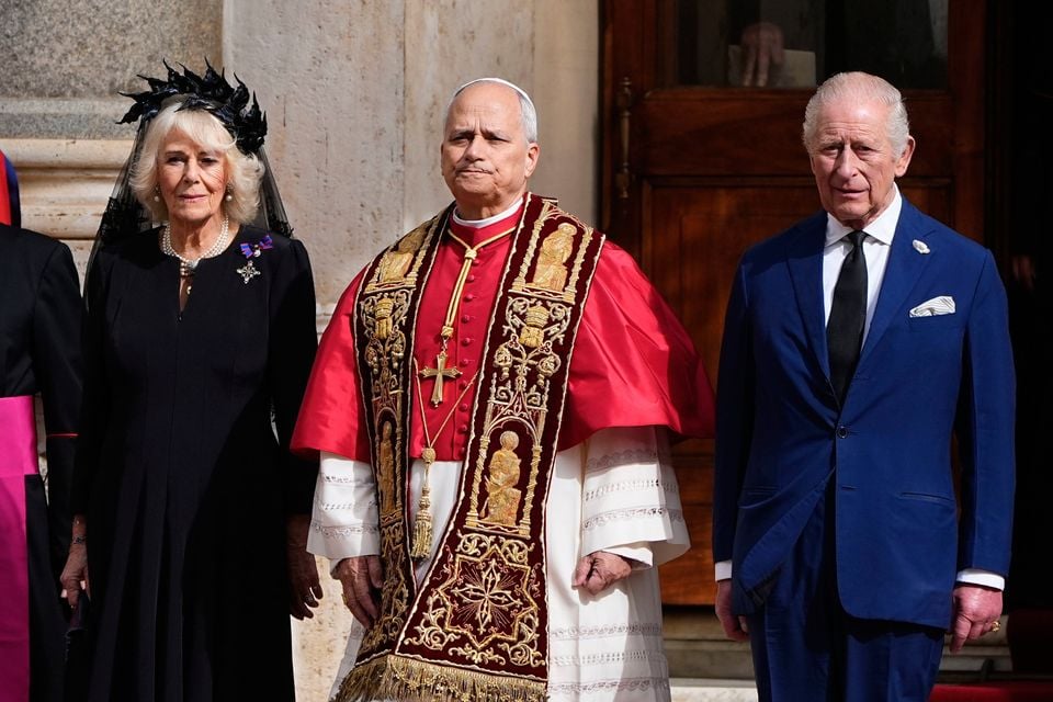 King Charles III and Queen Camilla with Pope Leo XIV last month. Aaron Chown/PA Wire