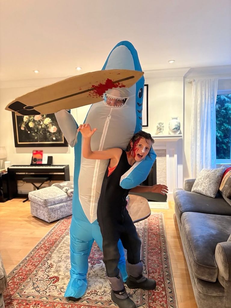 Justin Trudeau dressed as a shark for Halloween