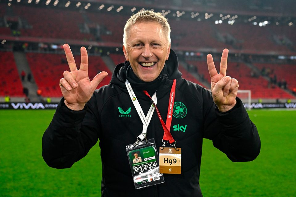 Ireland head coach Heimir Hallgrimsson celebrates. Photo: Stephen McCarthy/Sportsfile