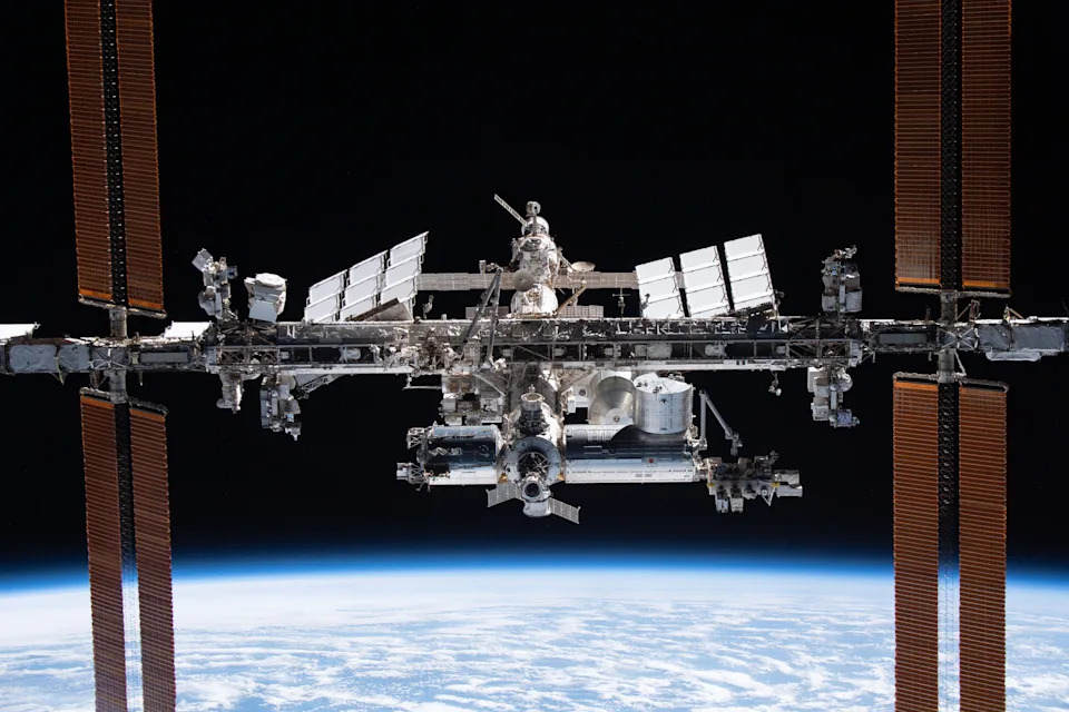 The International Space Station as seen in Nov. 2021 from astronauts aboard a SpaceX Dragon.